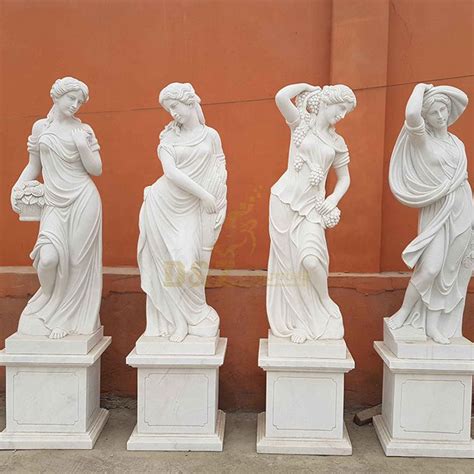 Ancient Greek Stone Carved Luxury Elegant White Marble Four Seasons