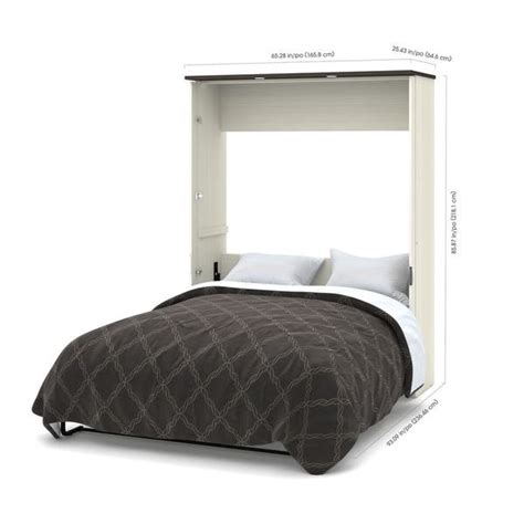 Bestar Lumina 3 Piece Queen Wall Bed With Desk And 2 Storage Units On