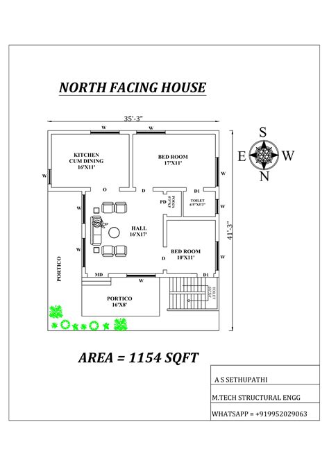 North Facing House Plan As Per Vastu Shastra Cadbull