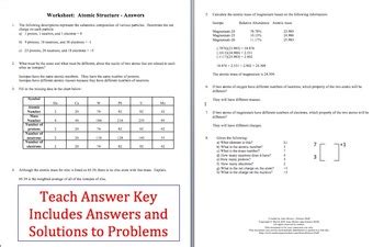 Excuse me while i add in my own reviewed by james wetzel, visiting assistant professor, augustana college on 5/31/19 chapter 4 atomic structure worksheet answer key. Atoms and Atomic Structure Worksheet by Amy Brown Science | TpT
