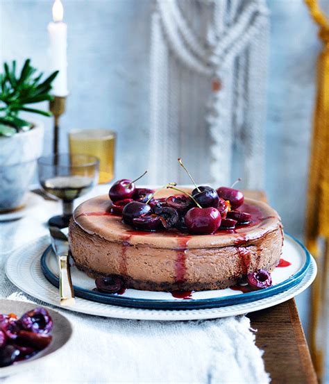 Fancy dessert with cheesecake and forest fruits. Black Forest cheesecake recipe :: Gourmet Traveller