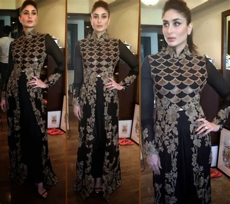 Fashion And Fok Kareena Kapoor Wear Beautiful Anamika Khannas Black And Gold Floor Ankle Long