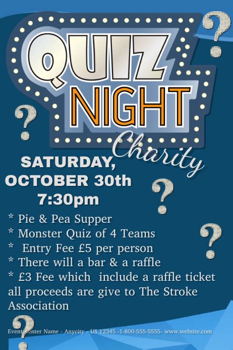 Quiz Night Charity Template Postermywall