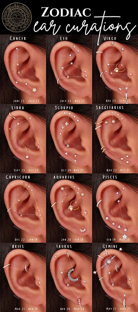 12 Zodiac Constellation Ear Piercing Ideas In 2022 Cool Ear Piercings