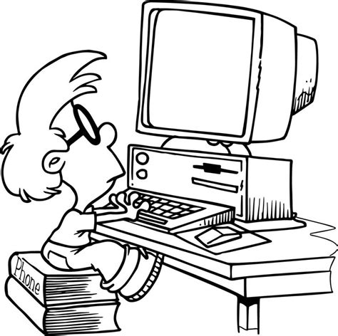 Next, choose a picture to color or pick one from the list above. Computer Kid Playing Coloring Page | Computer drawing ...