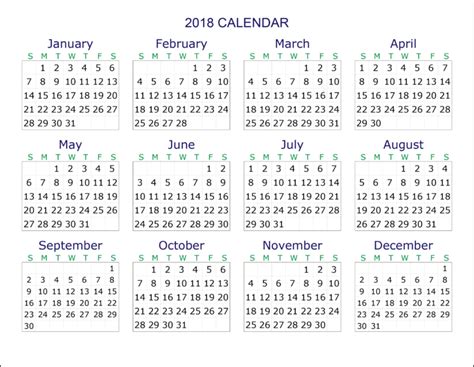 Free Printable Calendars 2018 Activity Shelter