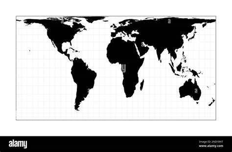 Black World Map On White Background Cylindrical Equal Area Projection