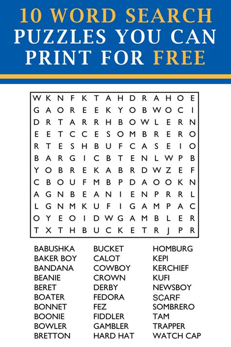 Senior Citizen Large Print Word Search Puzzles For Seniors