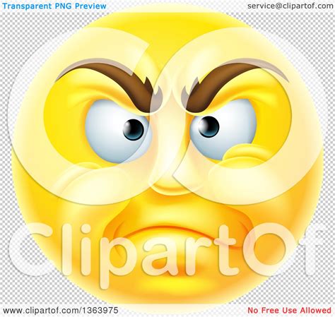 Clipart Of A 3d Disapproving Yellow Male Smiley Emoji Emoticon Face