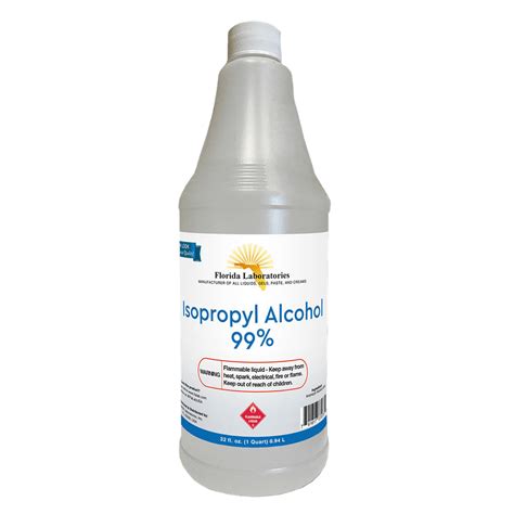 Isopropyl Alcohol 99 Pure 1 Quart 32 Oz Bottle Anhydrous Clear