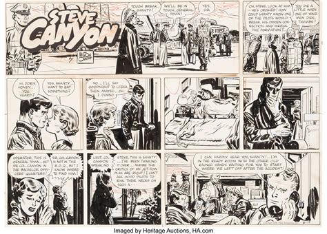 Milton Caniff Steve Canyon Sunday Comic Strip Original Art Dated Lot