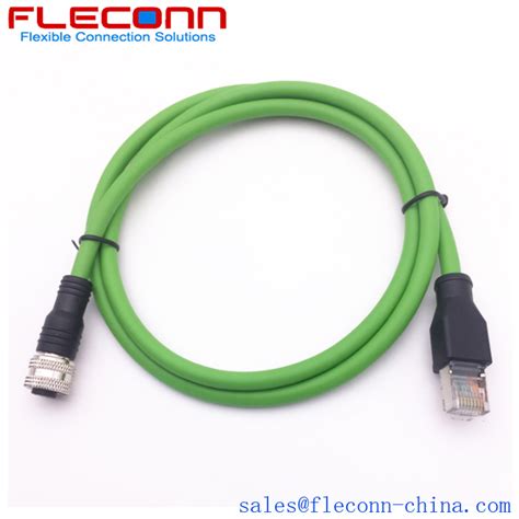M12 D Code 4 Pin Female Connector To Rj45 Ethernet Cable