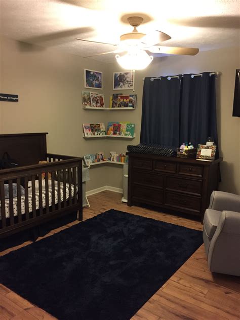 Cool superhero bedroom ideas, title: Superhero theme baby boy room. Marvel and DC nursery. Navy ...