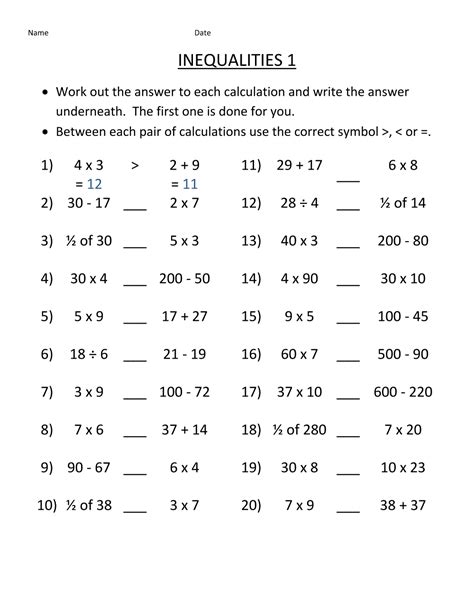 Solving graphically two variable systems of inequalities worksheets this systems of equations worksheet will produce problems for solving two variable systems of this systems of equations worksheet is a good resource for students in the 9th grade, 10th grade, 11th grade, and 12th grade. Practice Math Problems Inequalities - Learning Printable