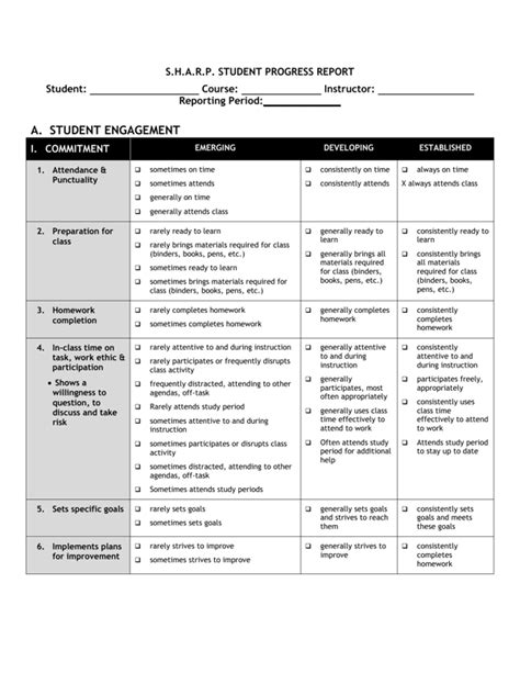 Download Student Progress Report Template For Free Page