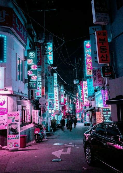 South Korea Photography Pink Neon City Lights Night Wanderlust