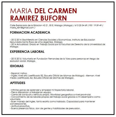 Ejemplos De Cv Para Trabajos A Tiempo Parcial Micvideal