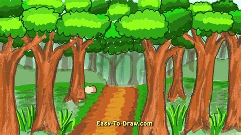 How To Draw Forest Bush Trail Trees Easy Step By Step Tutorials