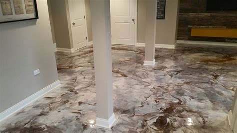 Basement metallic epoxy floor paint coating system: Chicago Epoxy and Resinous Flooring