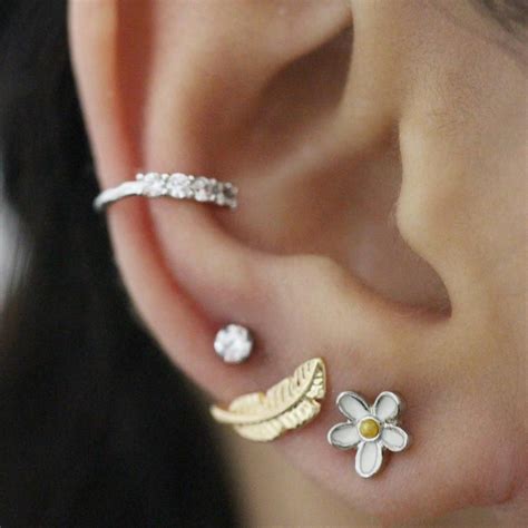 Multiple Ear Piercing Jewelry Ideas For Women Cute Daisy Enamel