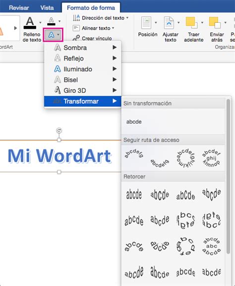 Insertar Wordart