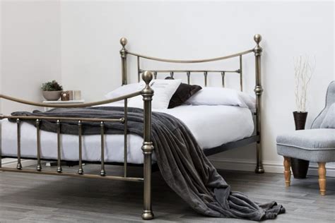 • decorative finials & rods. Sleep Design Stratford 4ft6 Double Antique Brass Metal Bed ...
