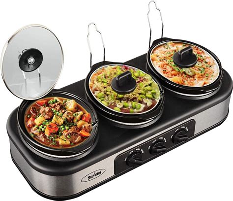 Triple Slow Cooker With Non Skid Feet 3×15 Qt Slow Cooker Buffet