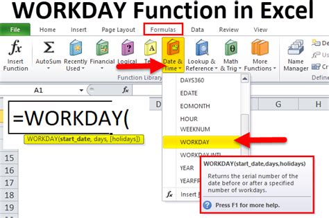 Workday In Excel Formula Examples Use Of Workday Function