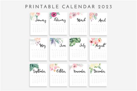 2023 Calendar Watercolor Flowers Graphic By Designstudioteti