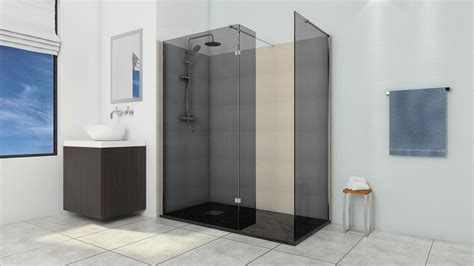 Lisna Waters Valencia 500mm Smoked Black 8mm Glass Wet Room Shower