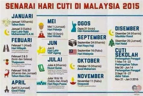 Check 2021 malaysian federal and state holidays for 13 states and 3 federal territories. Senarai Hari Cuti Di Malaysia Tahun 2015 - Cik Azizah