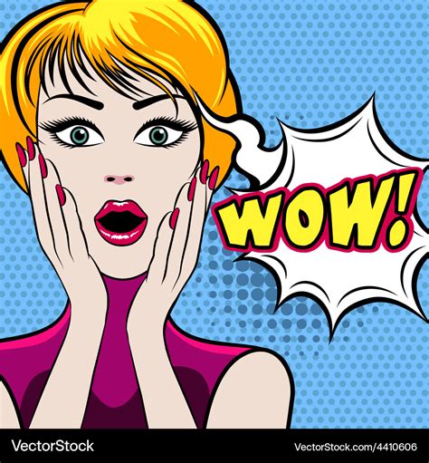 Surprised Woman Face With Wow Bubble Royalty Free Vector