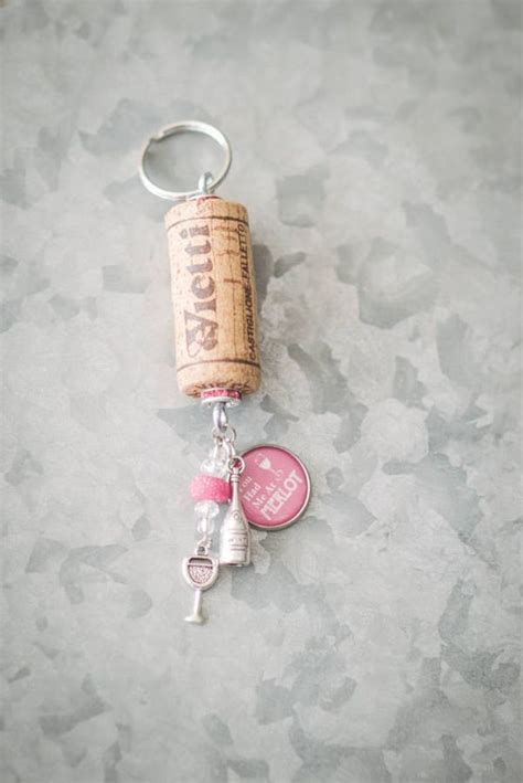 Cork Keychains Upcycled Wine And Champagne Cork Keychains Etsy Wine
