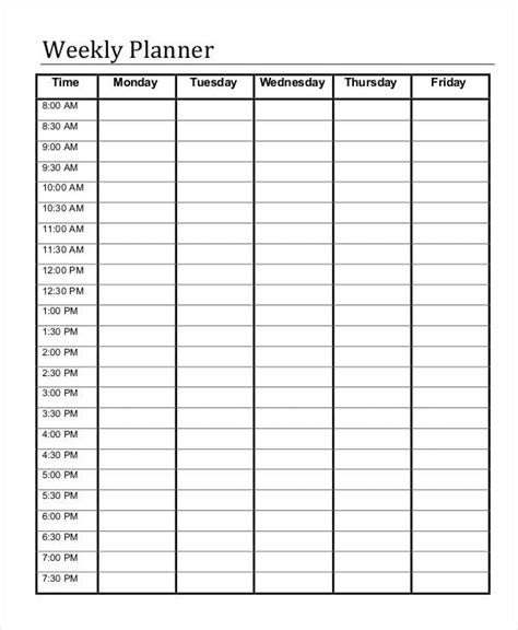 Printable Weekly Planner Template Free Printable Templates