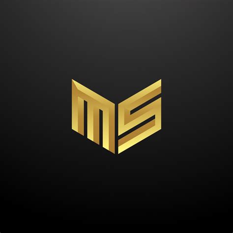 Ms Logo Monogram Letter Initials Design Template With Gold 3d Texture