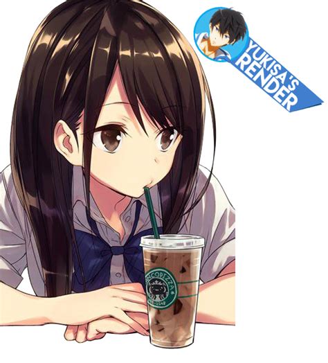 Anime Girl Drink Coffe By Nisa Niisan On Deviantart