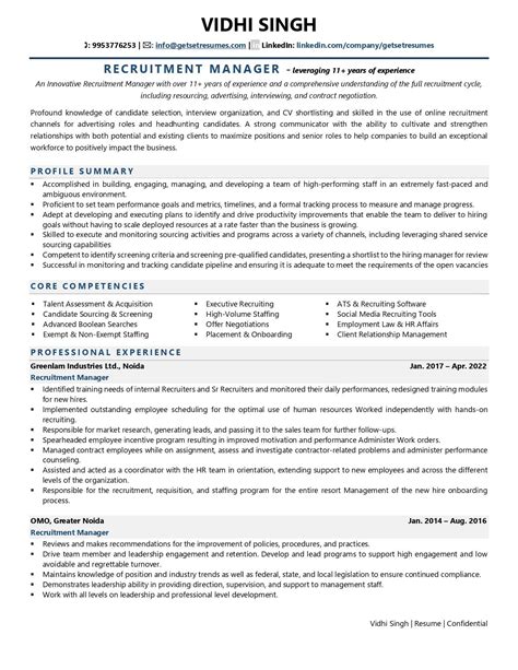 Recruitment Manager Resume Examples And Template With Job Winning Tips