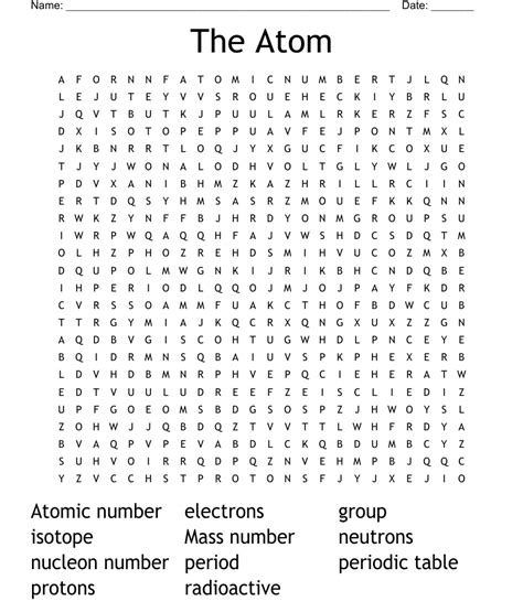 The Atom Word Search Wordmint