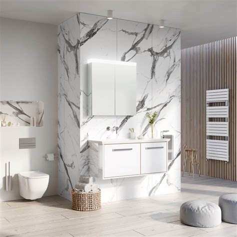 Round metal door handle combine with magnet door lock make open and close the door easier. Crosswater Image Double Sided Mirror Door Cabinet - IG7070