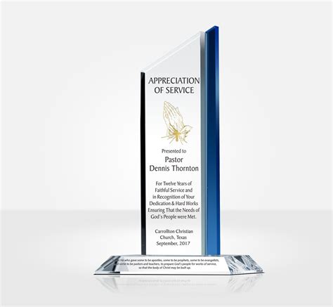The originator, a caretaker and a memento. Pastor Appreciation Gifts with Sample Wordings - DIY Awards