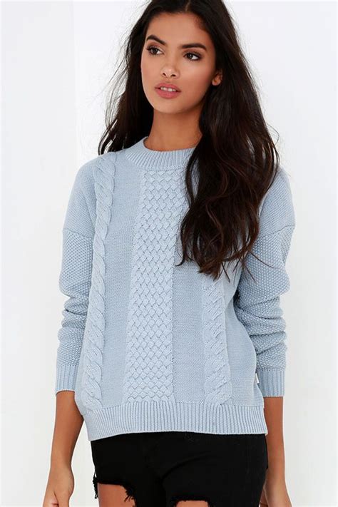 Rhythm Fleetwood Light Blue Cable Knit Sweaterat Long