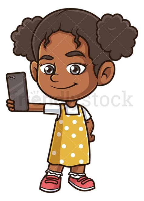 hispanic girl taking selfie cartoon clipart vector friendlystock