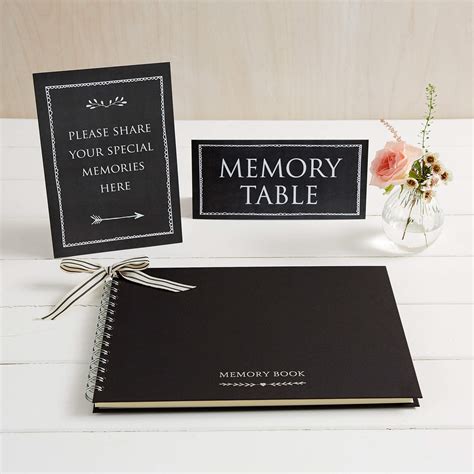 Buy Large Luxury 12" x 8" Black Memory Book & 2 Sign Set for Funeral