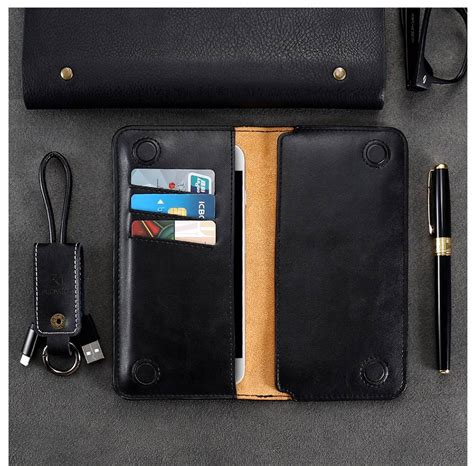 Floveme Genuine Leather Universal Mobile Phone Wallet Case Titanwise