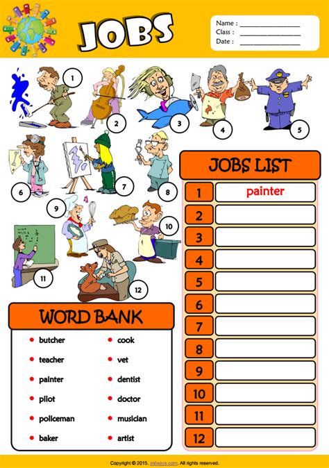 Jobs Esl Vocabulary Find And Write The Words Worksheet For Kids