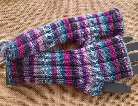 Fuchsia Fingerless Gloves Arm Warmers Mittens Hand Knitting Thread
