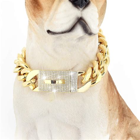 Bmusdog Gold Chain Dog Collar With Bling Bling Cz Ubuy India