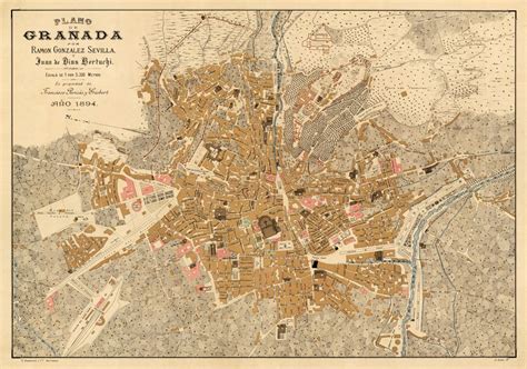 Granada Map Old Map Of Granada Print On Paper Or Canvas Etsy Old