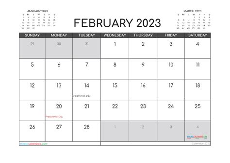 Printable February 2023 Calendar Free 12 Templates Free Printable