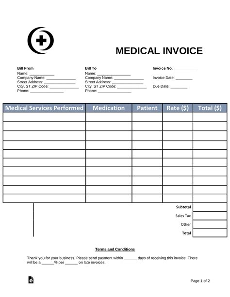 Editable Hospital Invoice Template